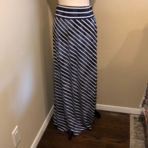 Navy and white stripe maxi skirt